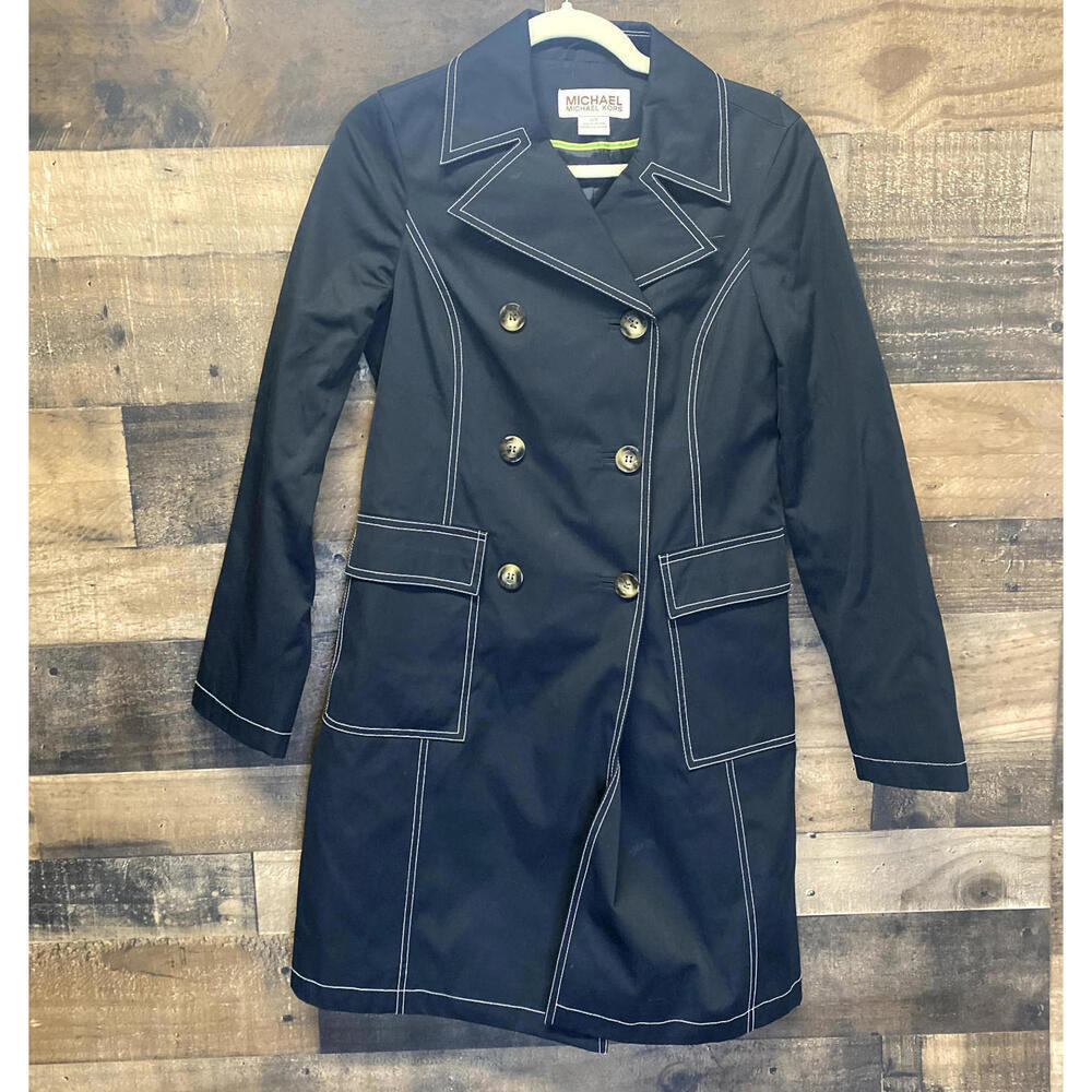 Michael Michael Kors Women's Size XS Black Oversized Buttoned Regal Coat Jacket